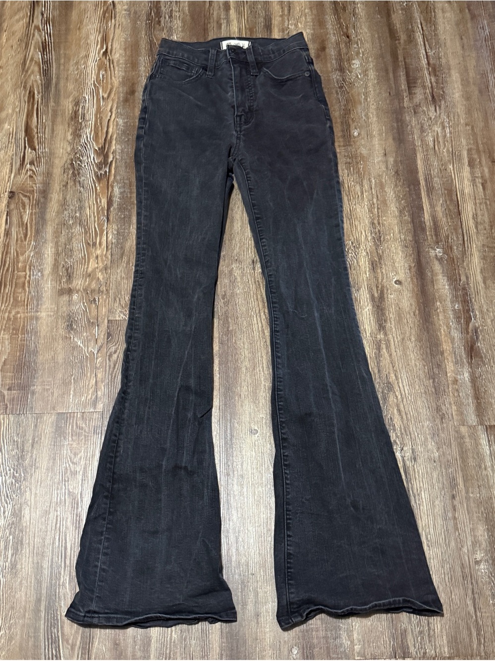Madewell Skinny Flare Jeans Women's 23 High Rise in Black Frost Wash Denim